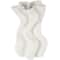 White Ceramic Abstract Ribbed Dimensional Wavy Vase with Floral Shaped Rim